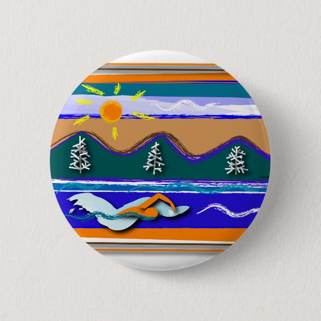 Lake Swim 2 Inch Round Button (Front)