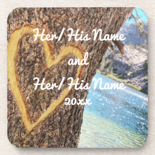 Lake Tahoe Blue Water Tree Heart Love Coaster