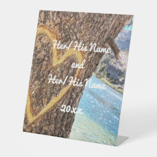 Lake Tahoe Blue Water Tree Heart Love Pedestal Sign