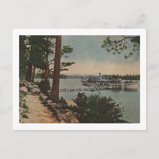 Lake Tahoe, CA - Emerald Bay View with Steamer Postcard (Front)