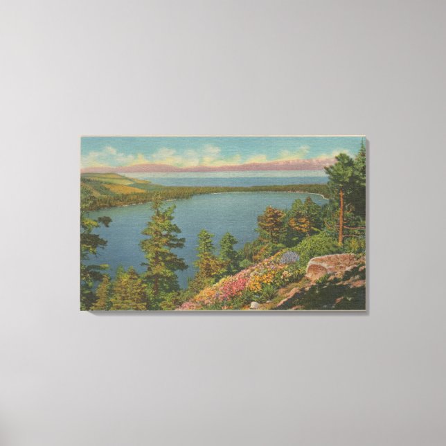 Lake Tahoe, CA - Fallen Leaf Lake and Lake Tahoe Canvas Print (Front)