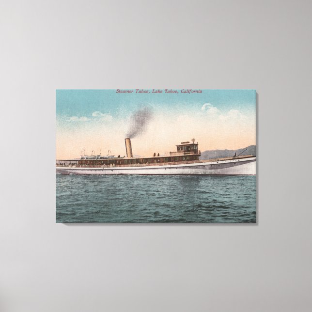 Lake Tahoe, CA - Steamer Tahoe Large Wood Ship Canvas Print (Front)