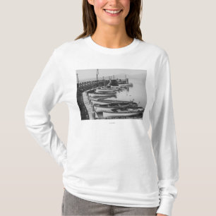 Lake Tahoe, CA - Wooden Boats along Dock Photo T-Shirt