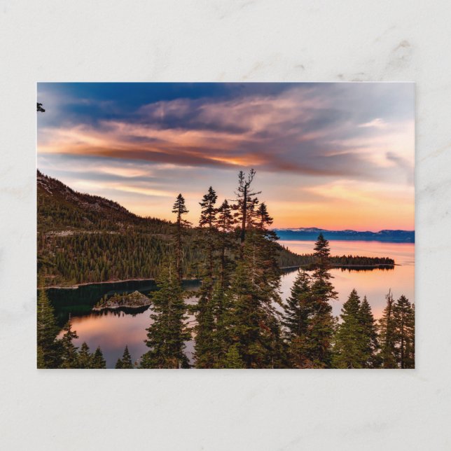 Lake Tahoe California at Sunset Customizable Postcard (Front)