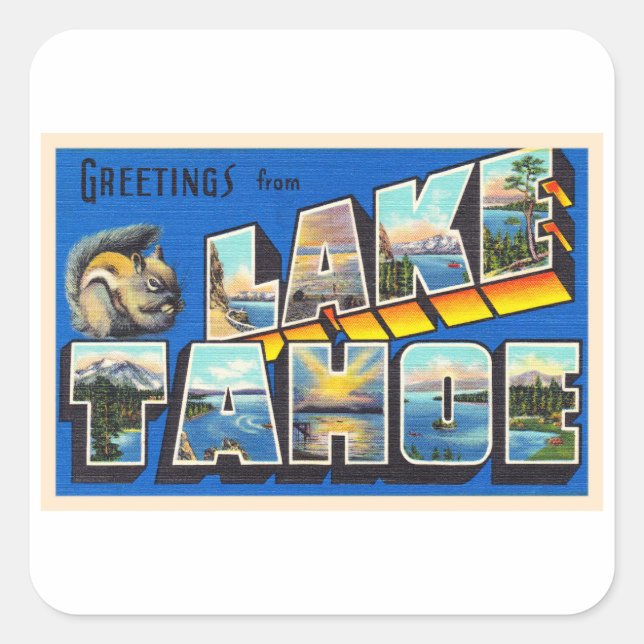 Lake Tahoe California CA Large Letter Postcard Square Sticker (Front)