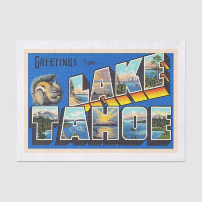 Lake Tahoe California CA Large Letter Postcard Tissue Paper (Front)