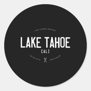 Lake Tahoe California Distressed Ski Classic Round Sticker