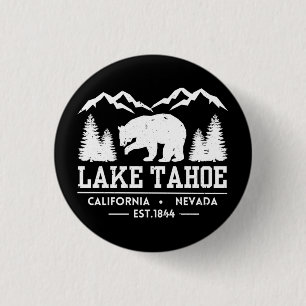 Lake Tahoe - California Grizzly Bear Mountains 1 Inch Round Button