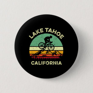Lake Tahoe California Mountain Biking Retro Mounta 2 Inch Round Button