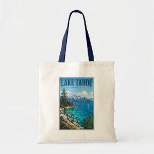 Lake Tahoe California Nevada Illustration Travel Tote Bag