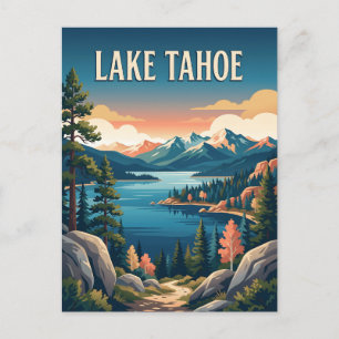 Lake Tahoe California Nevada Mountain Travel Postcard
