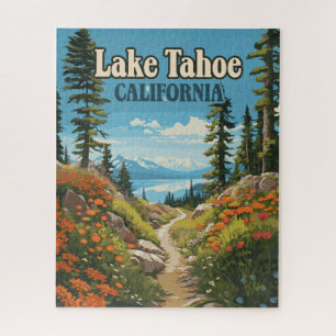 Lake Tahoe California Nevada Retro Travel Jigsaw Puzzle