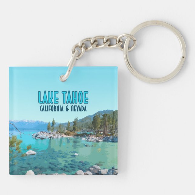 Lake Tahoe California Nevada Vintage Keychain (Back)