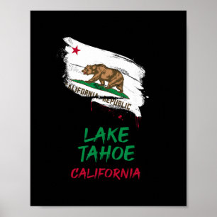 Lake Tahoe California Paint Splatter Flag Vacation Poster