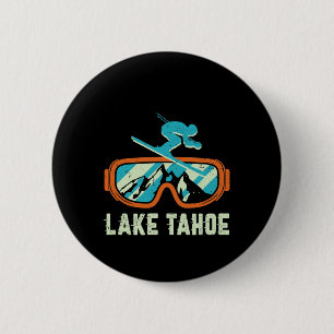 Lake Tahoe California Retro Vintage Skiing And Sno 2 Inch Round Button