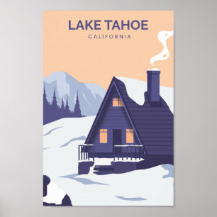 Lake Tahoe California Travel Place Illustration Poster