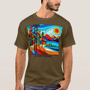 Lake Tahoe Cubism Art Unique Geometric Lake Tahoe T-Shirt