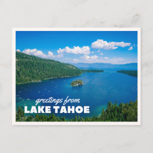 Lake Tahoe Emerald Bay Summer Retro Greeting Postcard