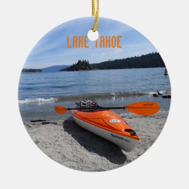 Lake Tahoe Kayak Ceramic Ornament (Front)