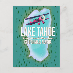Lake Tahoe map travel poster Postcard