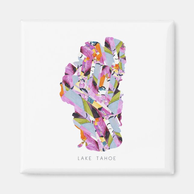 Lake Tahoe Minimalist Silhouette Map Magnet (Front)