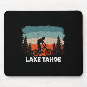 Lake Tahoe Mountain Biking Sunset Retro Vintage Mouse Pad