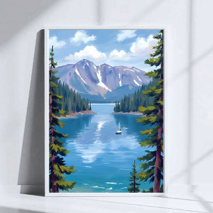 Lake Tahoe Mountains Painting Poster