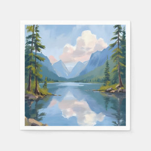 Lake Tahoe Oil Painting Landscape Napkin