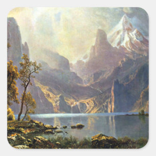 Lake Tahoe painting Nevada art by Albert Bierstadt Square Sticker