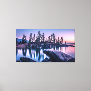 lake tahoe sand harbour beach nevada at sunset canvas print