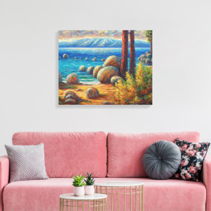 Lake Tahoe Shoreline Landscape Impressionism Canvas Print