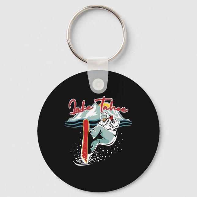 Lake Tahoe Sierra Nevada California Snowboarding S Keychain (Front)