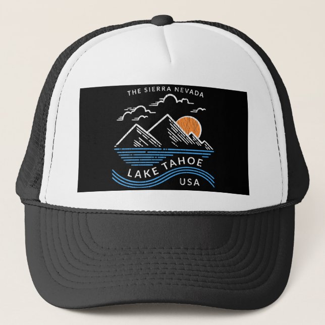 Lake Tahoe Sierra Nevada Mountain Trucker Hat (Front)