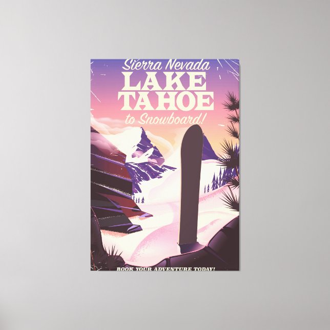 Lake Tahoe Sierra Nevada USA Snowboarding poster Canvas Print (Front)