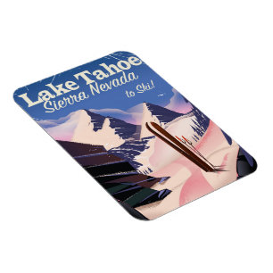 Lake Tahoe sierra nevada vintage ski poster Magnet