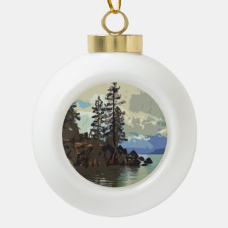 Lake Tahoe Snowflake Framed Ornament