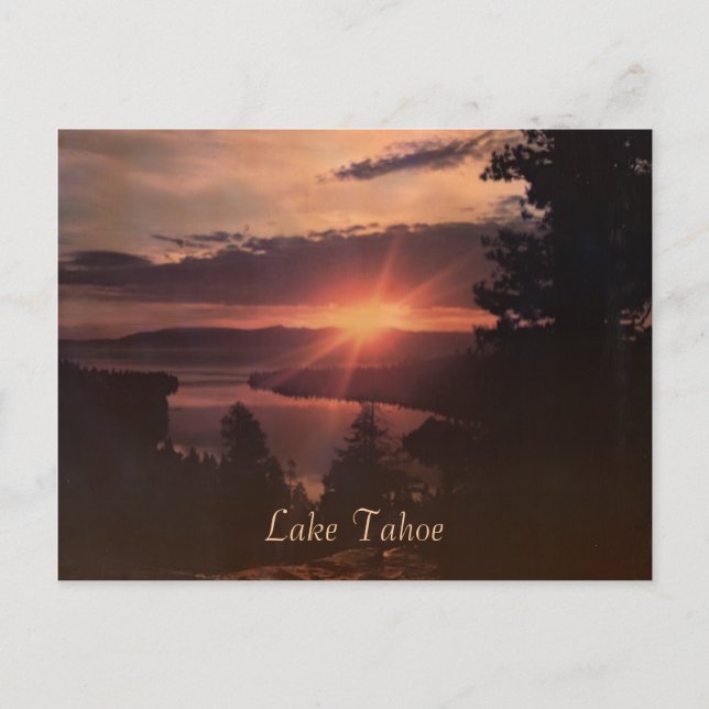 Lake Tahoe Sunrise Vintage Postcard (Front)