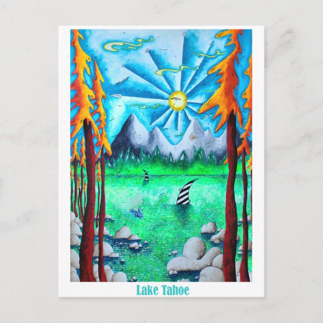 Lake Tahoe Travel PoP Art Adventure Postcard (Front)