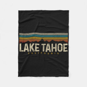 Lake Tahoe Vintage Mountains Hiking Camping Retro  Fleece Blanket