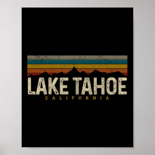 Lake Tahoe Vintage Mountains Hiking Camping Retro Poster