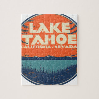 Lake Tahoe Vintage Travel Decal Design Jigsaw Puzzle