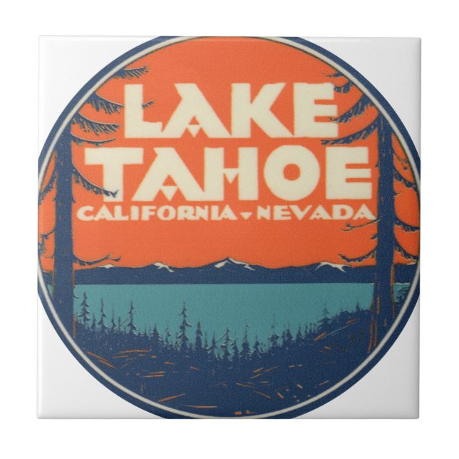 Lake Tahoe Vintage Travel Decal Design Tile (Front)