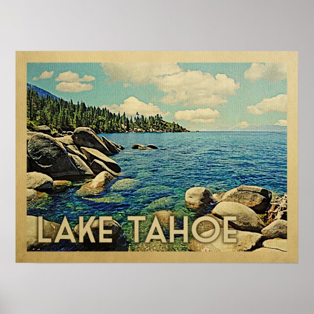 Lake Tahoe Vintage Travel Poster (Front)