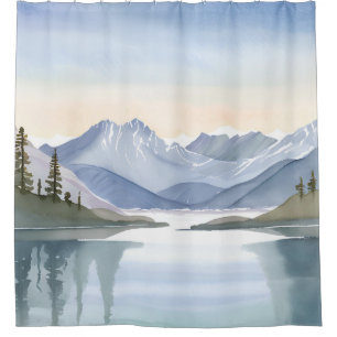 Lake Tahoe   Watercolor Mountain Landscape