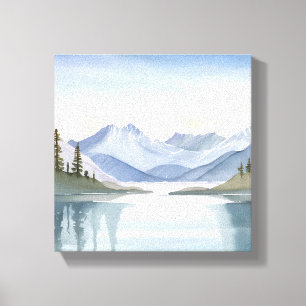 Lake Tahoe   Watercolor Mountain Landscape Canvas Print