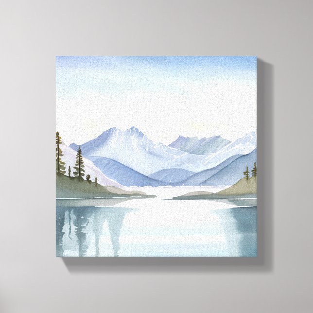 Lake Tahoe | Watercolor Mountain Landscape Canvas Print (Front)