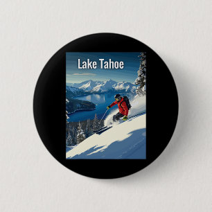 Lake Tahoe Winter Skiing Adventure 2 Inch Round Button