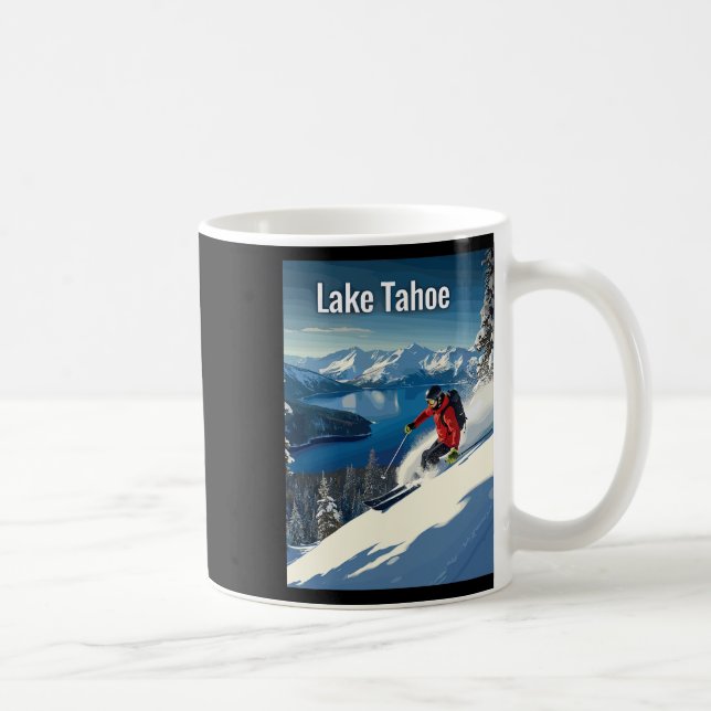 Lake Tahoe Winter Skiing Adventure  Coffee Mug (Right)