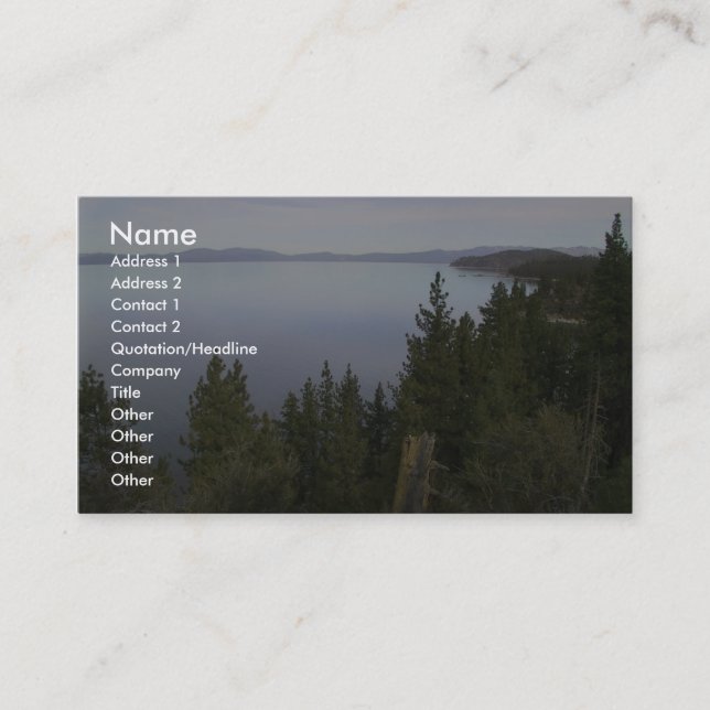 Lake Tahoe With Pine Trees Business Card (Front)