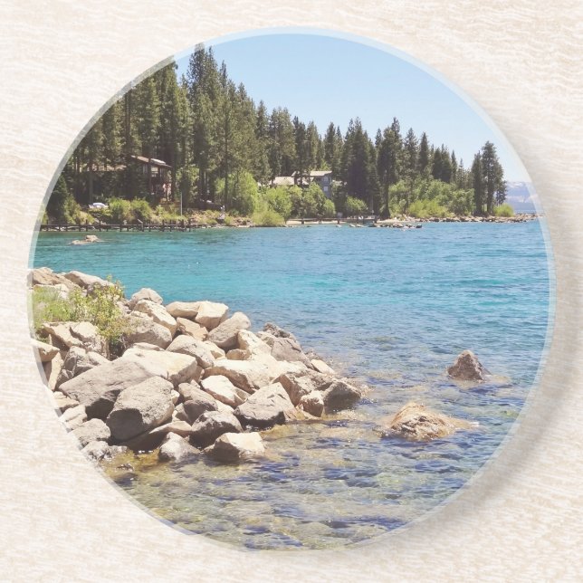 Lake Tahoe's clear waters with snowy mountains Coaster (Front)